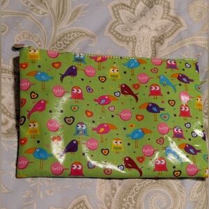 Barnes & Noble Colorful Bird & Hearts Print Vinyl Zippered Pouch